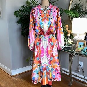 Ciebon Vibrant Multicolor Long Sleeve Dress